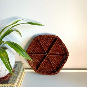Vintage Wicker Divided Hexagon Basket